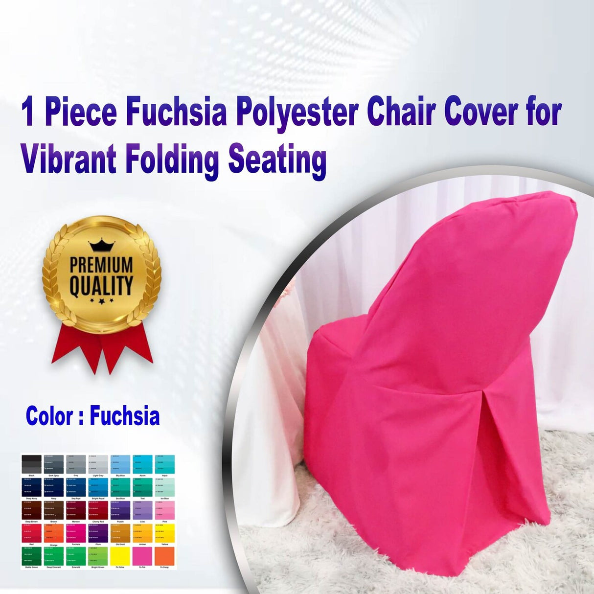 1 Piece Fuchsia Polyester Chair Cover for Vibrant Folding Seating
