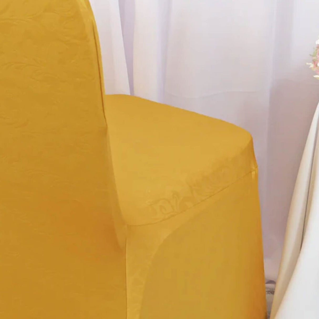 1 Piece Gold Embossed Vintage Spandex Banquet Chair Cover for Elegant Events