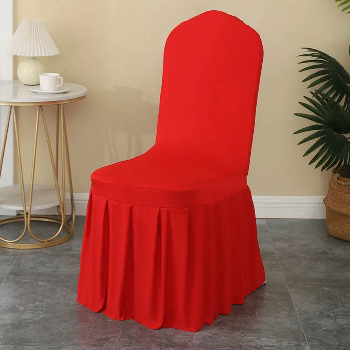 Spandex Banquet Skirt Chair Cover Red Elegant Stretch Skirt Fit Durable Event Decor