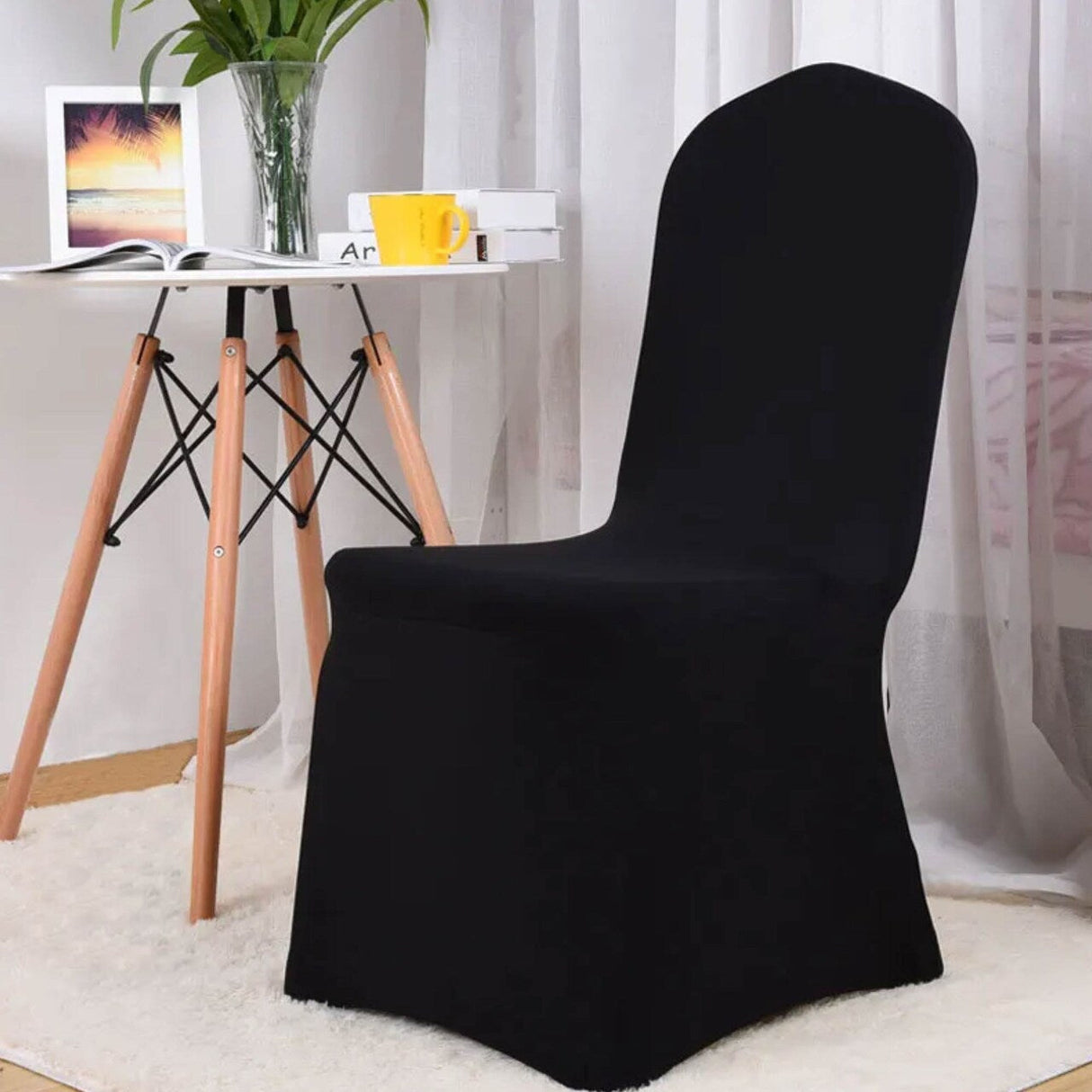Black Spandex Banquet Chair Cover with Stretch Fit for Weddings and Events