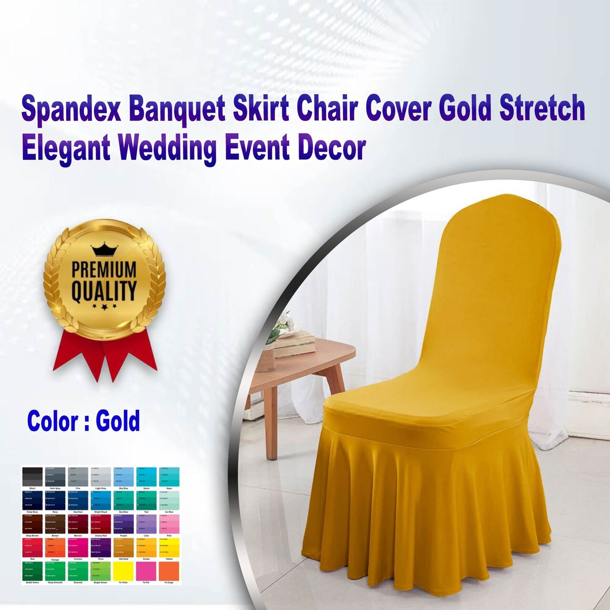Spandex Banquet Skirt Chair Cover Gold Stretch Elegant Wedding Event Decor