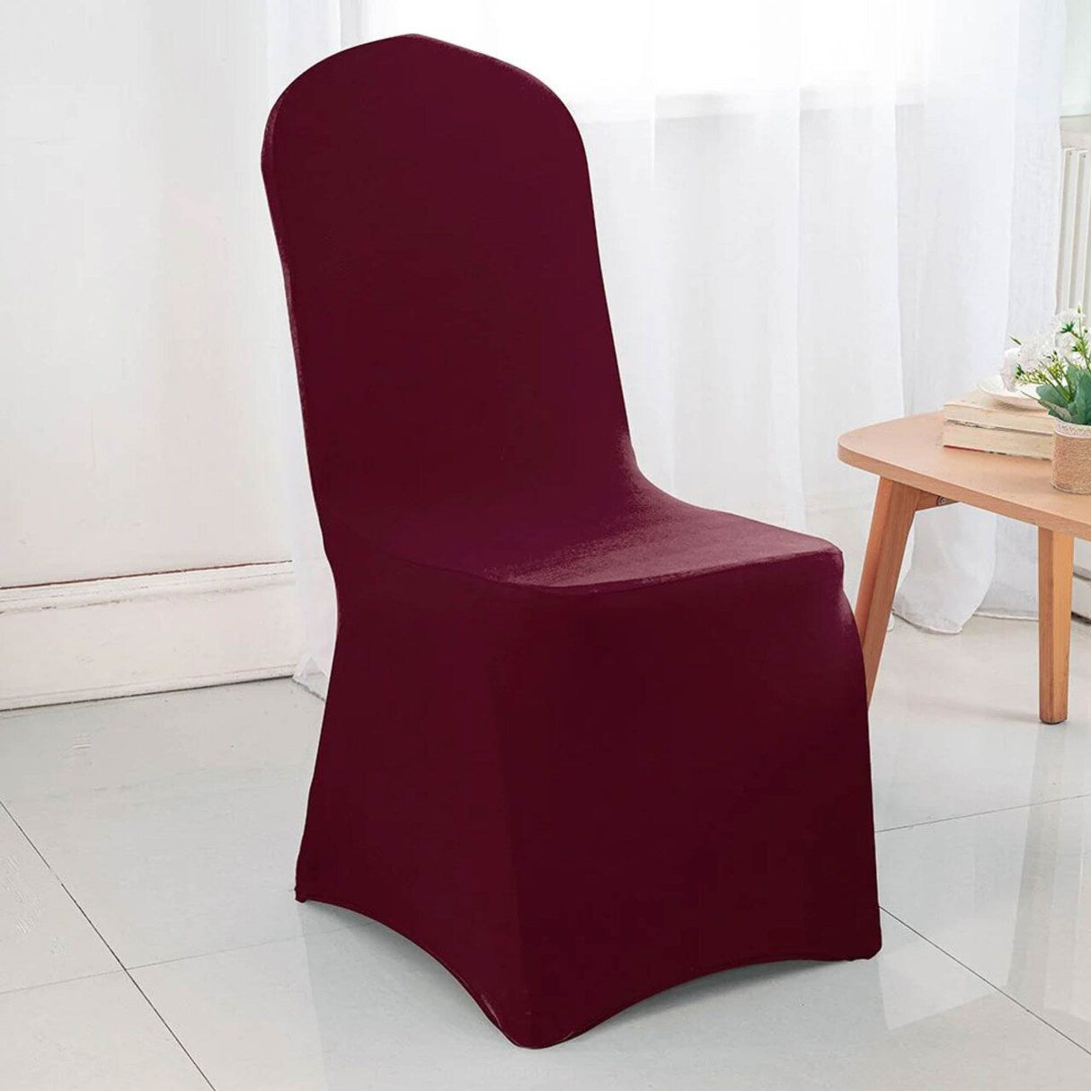 1 Piece Spandex Banquet Chair Cover Burgundy Stretch Wrinkle Resistant Event Decoration