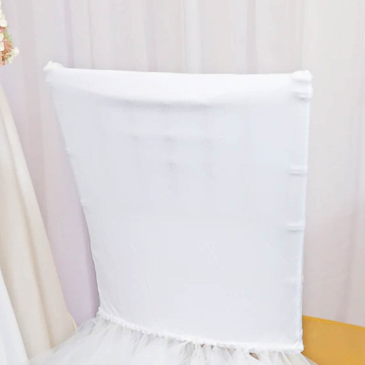 1 Piece White Ballerina Spandex Chiavari Chair Cover Elegant Stretch Fit with Flowing Skirt
