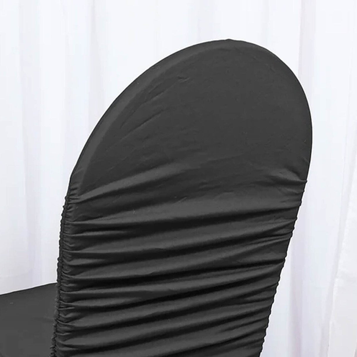 1 Piece Black Ruffle Chair Cover Stretch Rouge Spandex Banquet Style