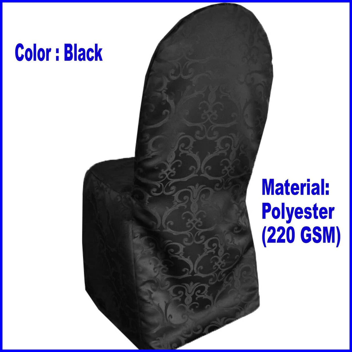 1 Piece Black Versailles Damask Jacquard Polyester Banquet Chair Cover