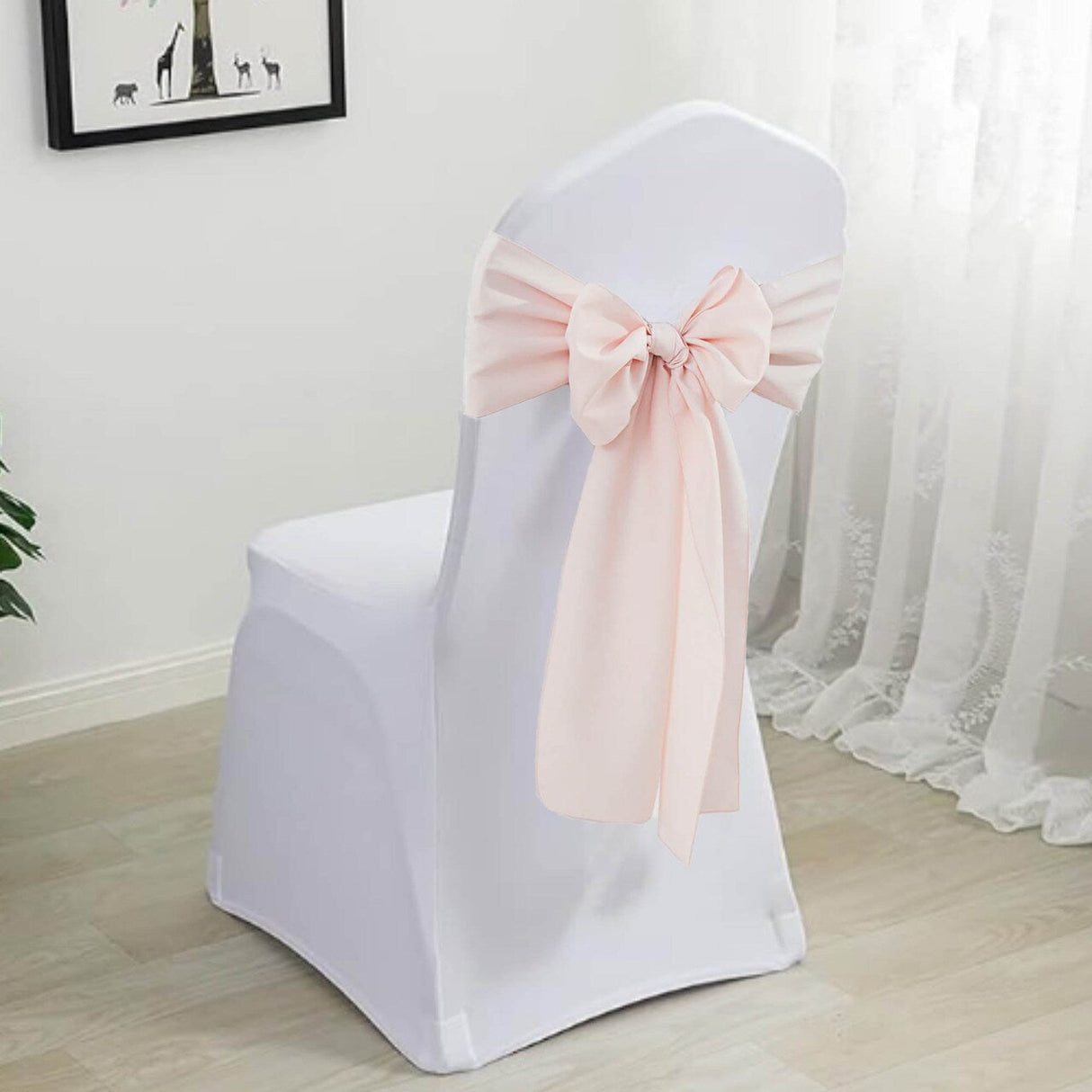 10 Pieces Blush Pink or Rose Gold Elegant 8"x108" Polyester Chair Sashes for Weddings & Events