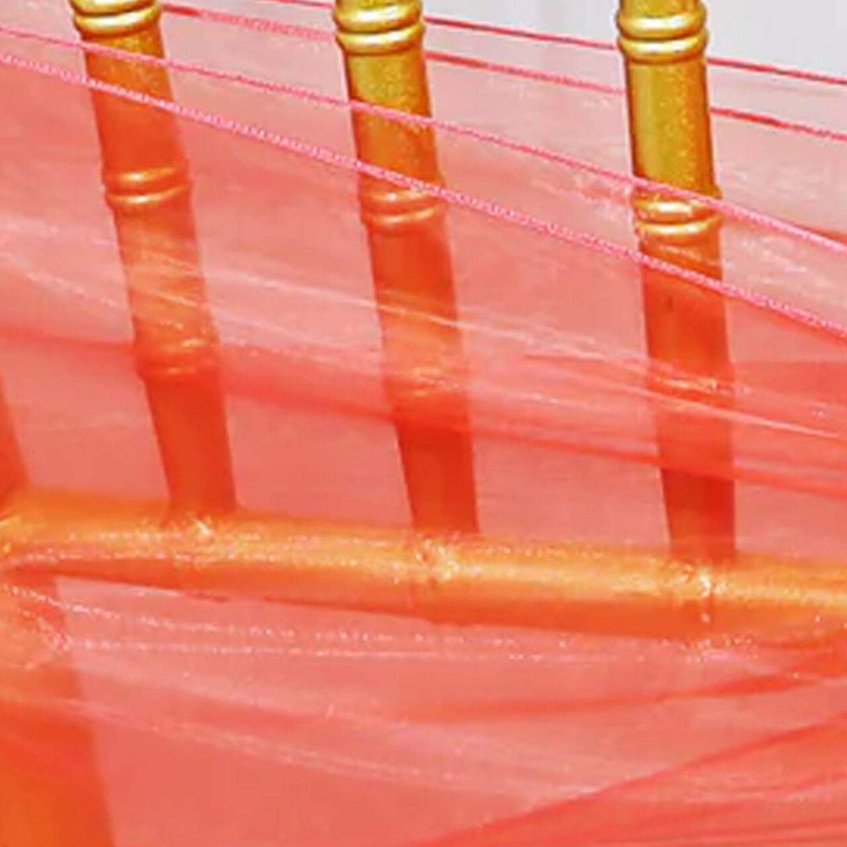 10 Pieces Coral Organza Chair Sashes 8"x108" Sheer Elegant Chair Decor for Weddings & Events