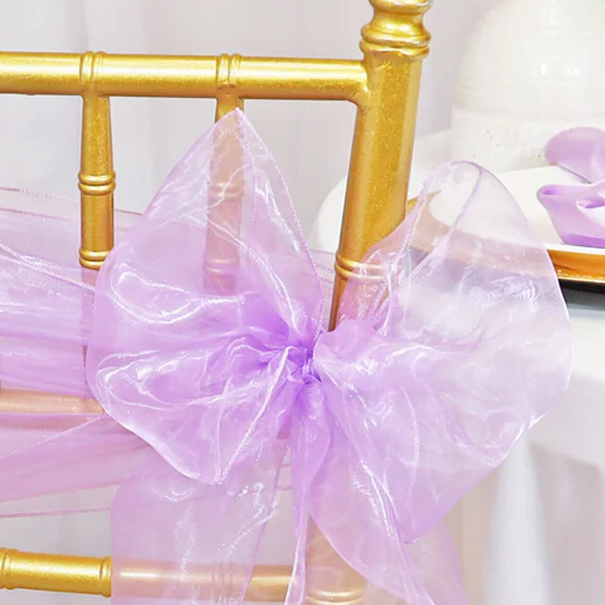 10 Pieces Lavender Organza Chair Sashes 8"x108" Wedding & Event Decor