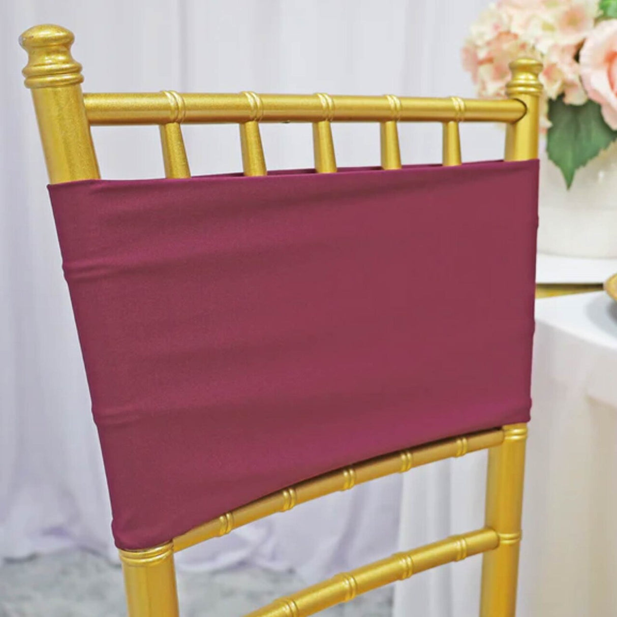 10 Pieces Elegant Sangria Spandex Chair Bands 7 x 13 Inches