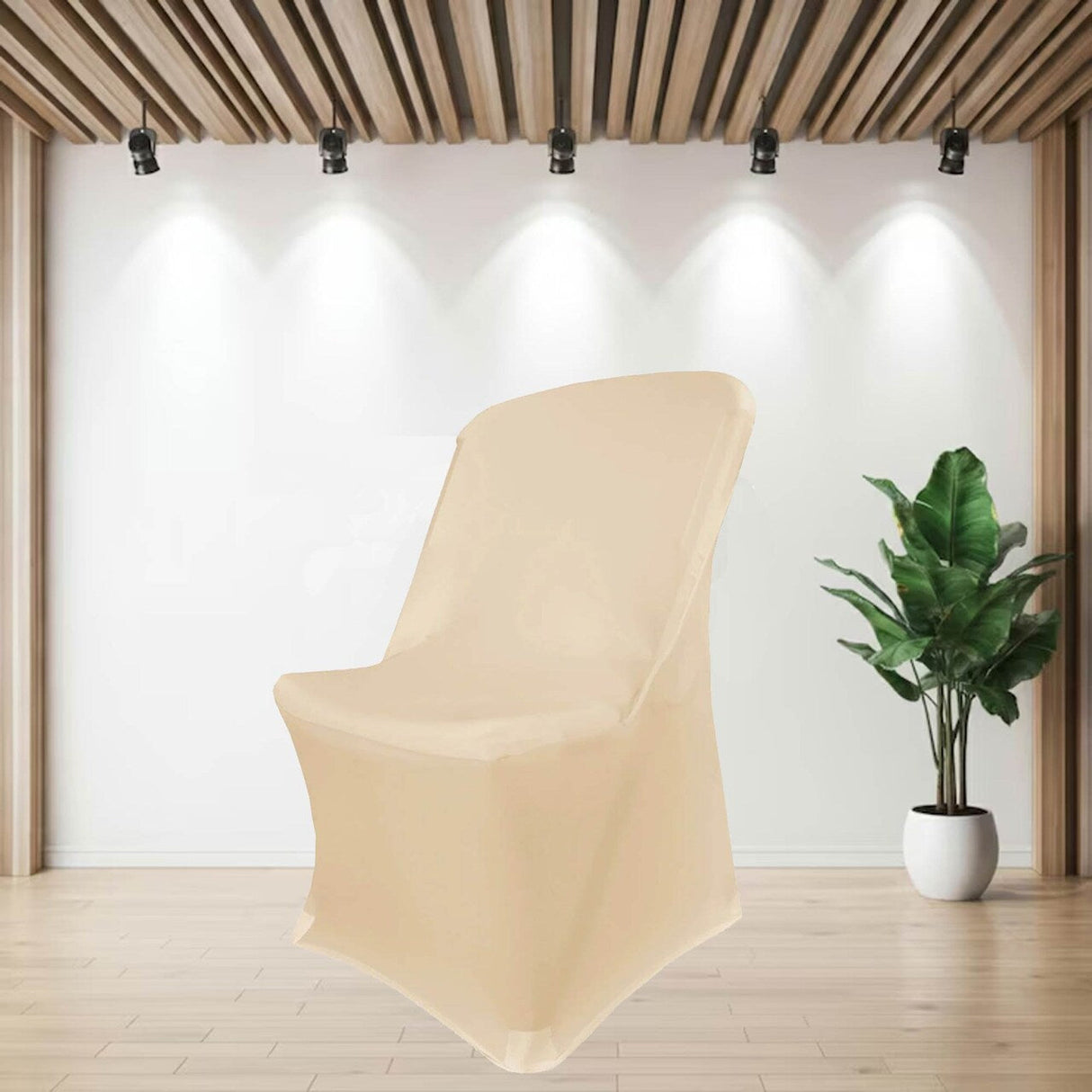 1 Piece Premium Spandex Chair Cover for Lifetime Folding Chair Champagne Old Shade Stretch, Machine Washable