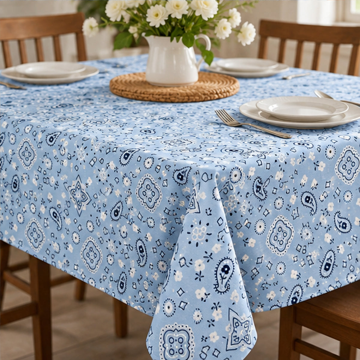 Paisley Bandanna Fabric Baby Blue Poly Cotton Print by the Yard