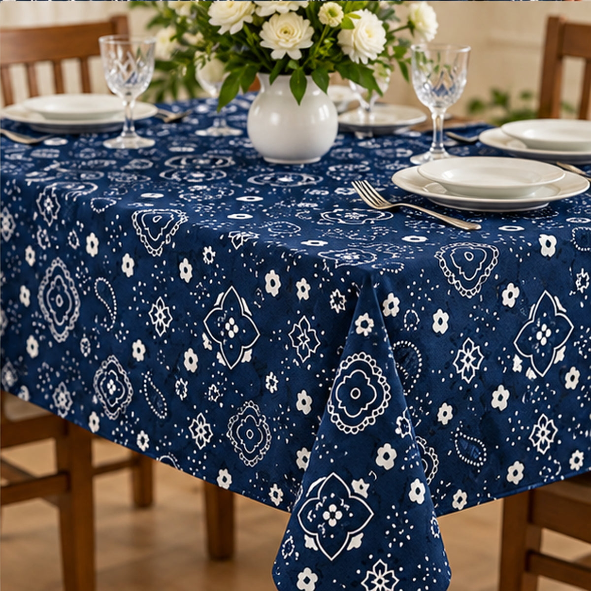Paisley Bandanna Fabric Navy Poly Cotton Print by the Yard Decor