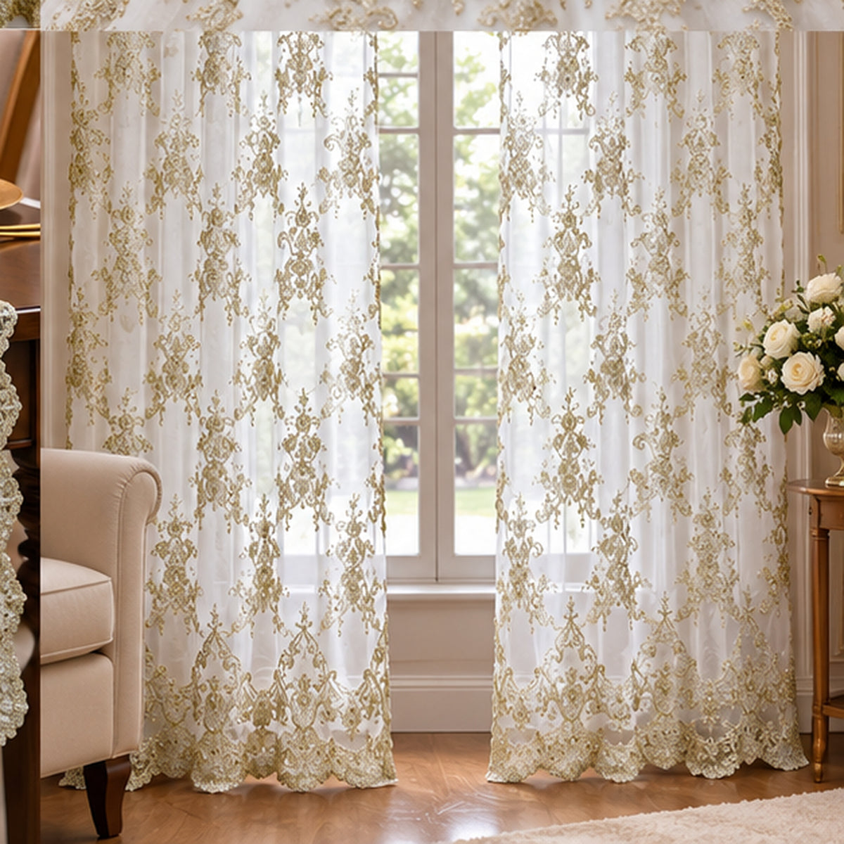 Corded Bridal Lace Fabric Embroidered Polyester Net Mesh 52 Inch