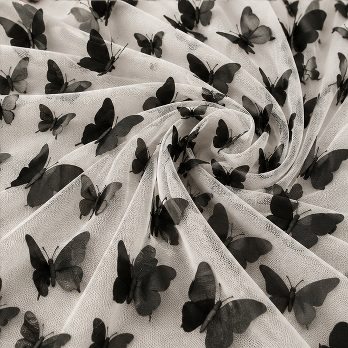 3D Butterflies Black Lace Fabric Embroidered Applique by the Yard