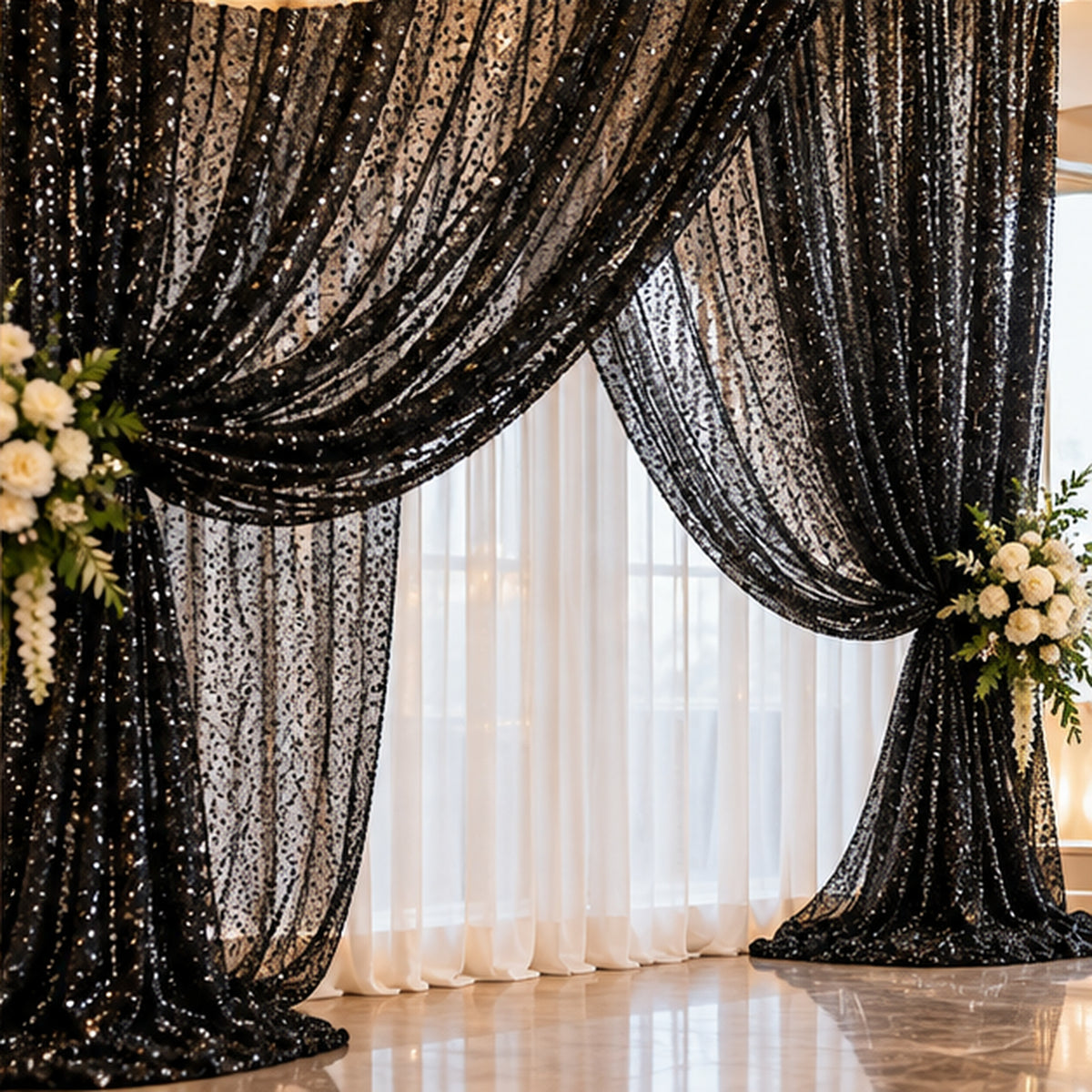 BPS Mesh Lace Black Mesh Fabric Sheer Stretch by the Yard Decor