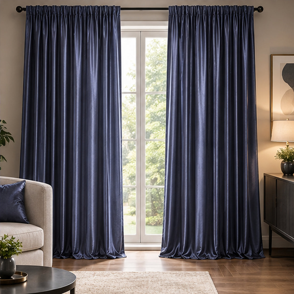 Navy Blue Low Stretch Polyester Fabric Extra Wide 108/120 Inch