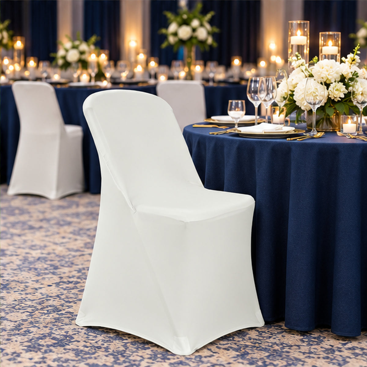 Ivory Premium Spandex Lifetime Folding Chair Cover 220 GSM 1pc
