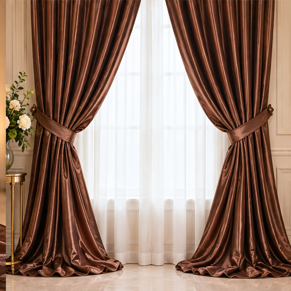 Brown Low Stretch Polyester Fabric Extra Wide 108/120 Inch Yard