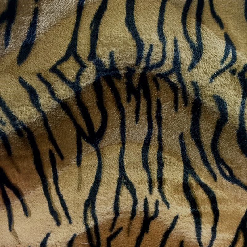 1 Yard Bold Tiger Print Velboa Faux Fur Fabric 60" Width
