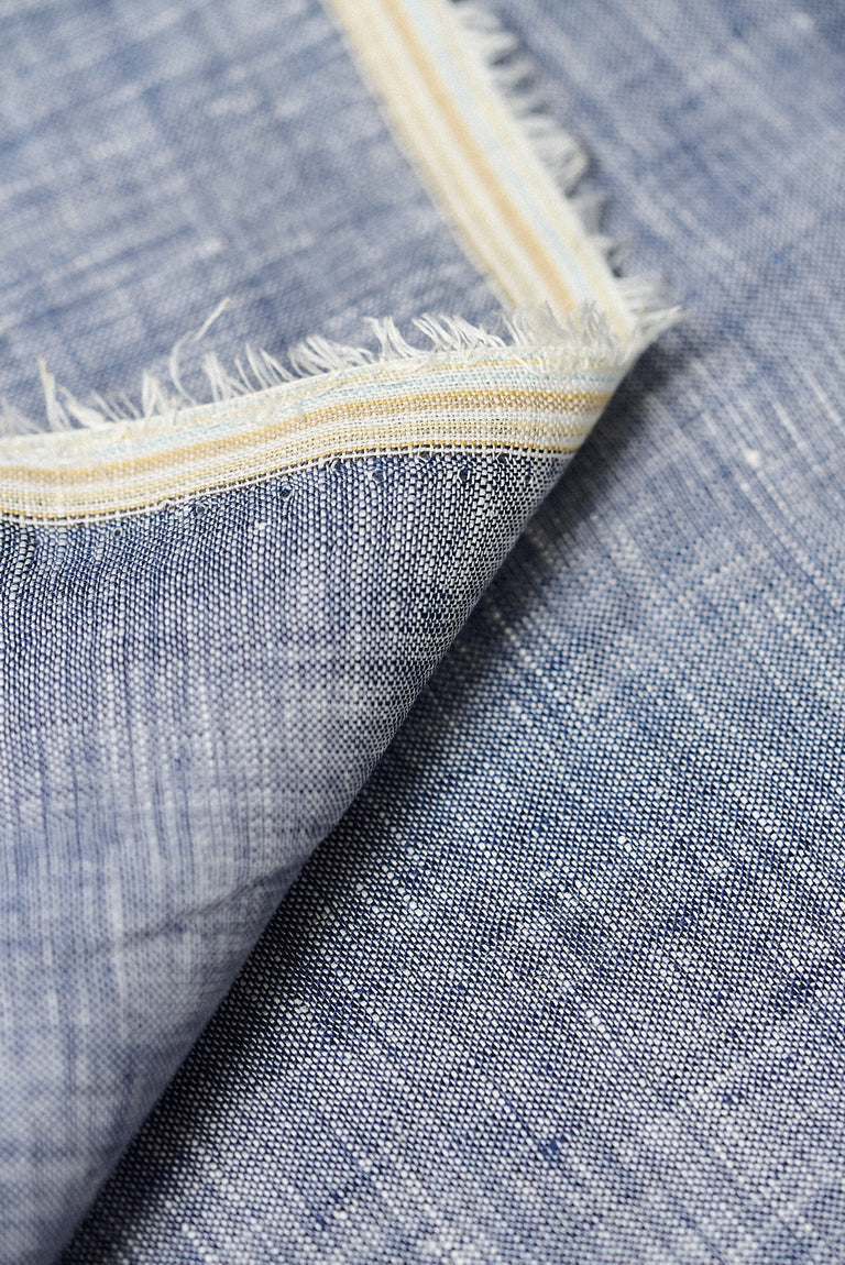 1 Yard Navy or Off White 2 Tone Melange Linen Fabric Lightweight Flat Weave 58 Inches Wide