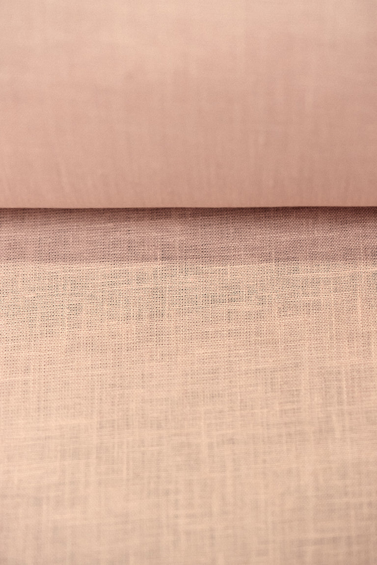1 Yard Midweight Blush Pure Linen Fabric, Softened 5.5 oz Solid Weave 58 Inch