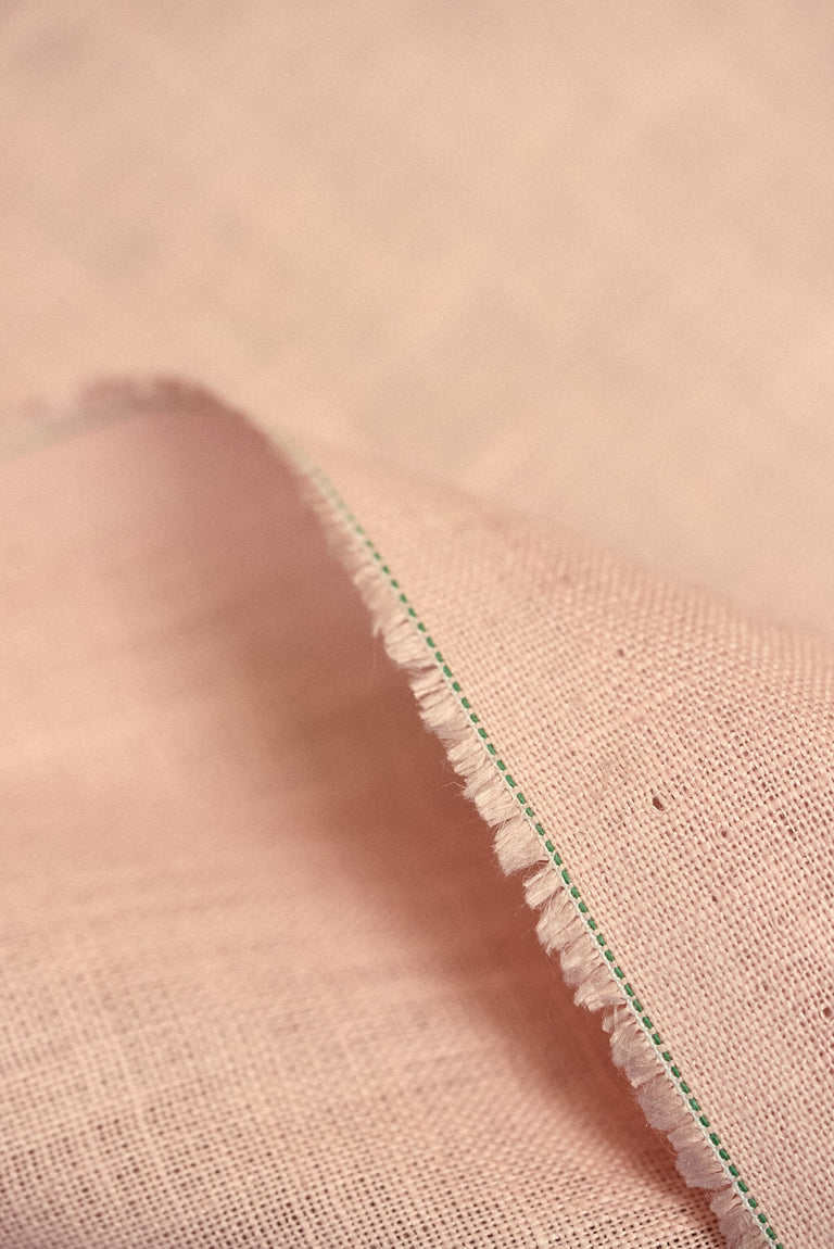 1 Yard Midweight Blush Pure Linen Fabric, Softened 5.5 oz Solid Weave 58 Inch