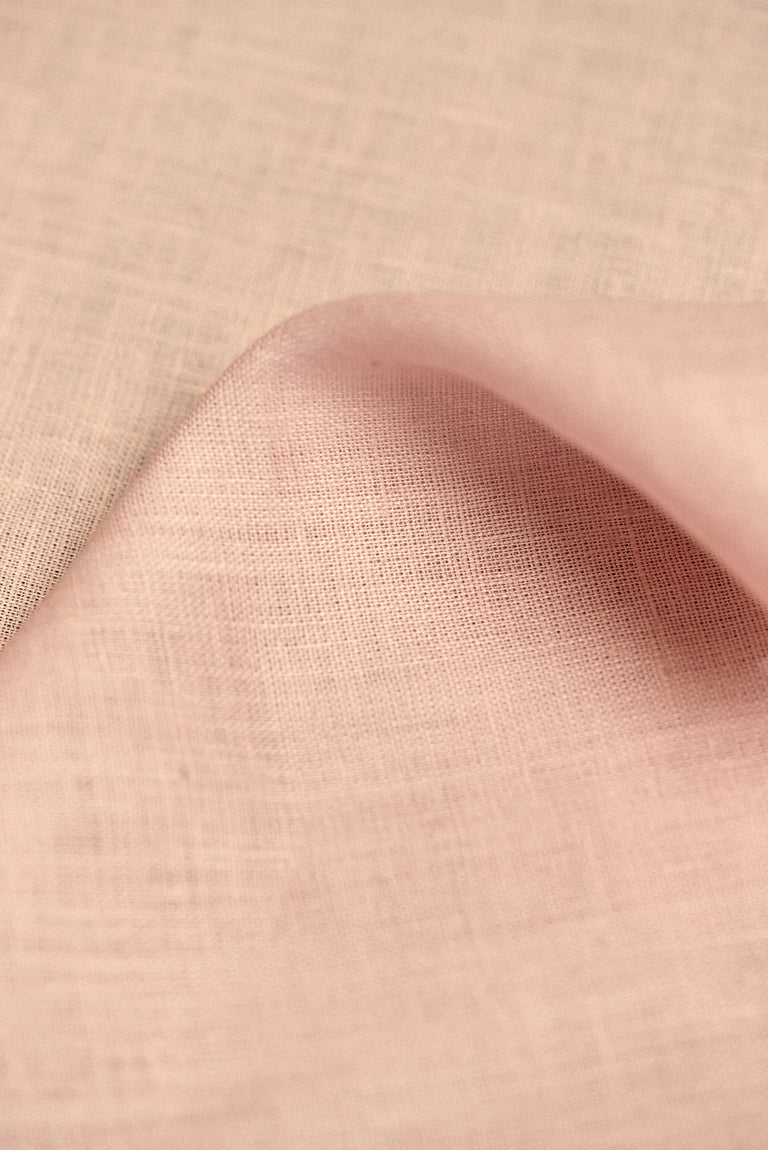 1 Yard Midweight Blush Pure Linen Fabric, Softened 5.5 oz Solid Weave 58 Inch
