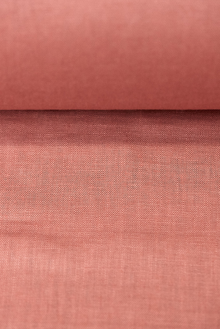 1 Yard Softened Light Rust Pure Linen Fabric Midweight 5.5 oz 54 Inch Solid Weave