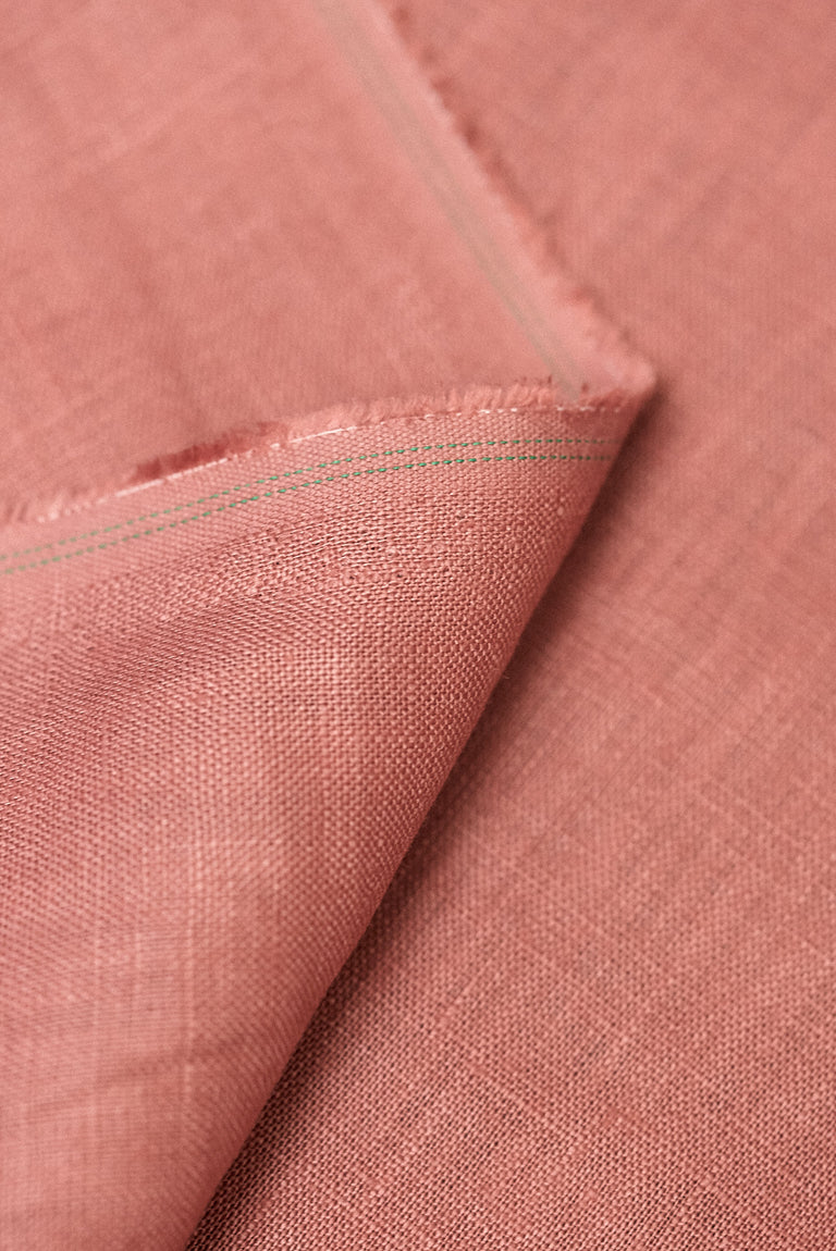 1 Yard Softened Light Rust Pure Linen Fabric Midweight 5.5 oz 54 Inch Solid Weave