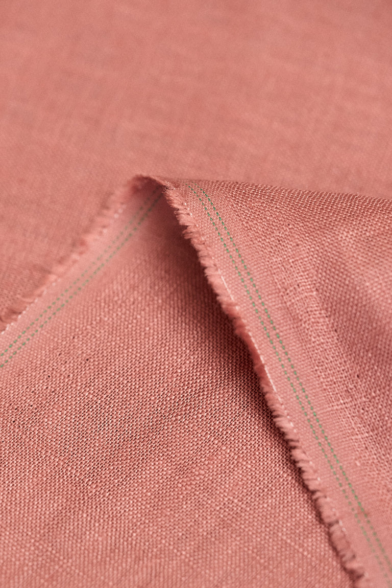1 Yard Softened Light Rust Pure Linen Fabric Midweight 5.5 oz 54 Inch Solid Weave