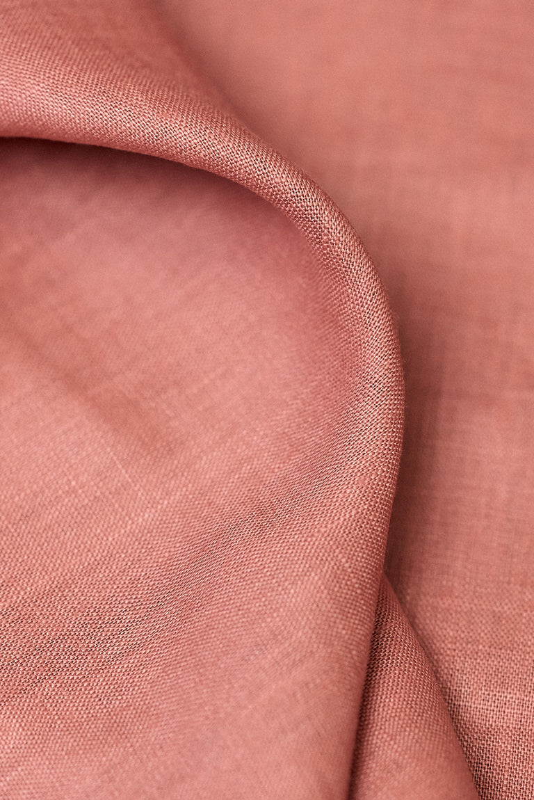 1 Yard Softened Light Rust Pure Linen Fabric Midweight 5.5 oz 54 Inch Solid Weave