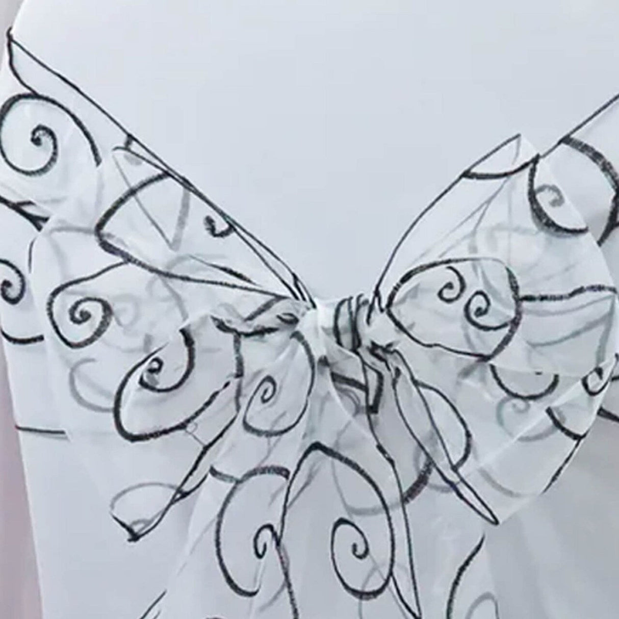 10 Pieces White Or Black Embroidered Organza Chair Sashes 8"x108" Elegant Wedding & Event Decor