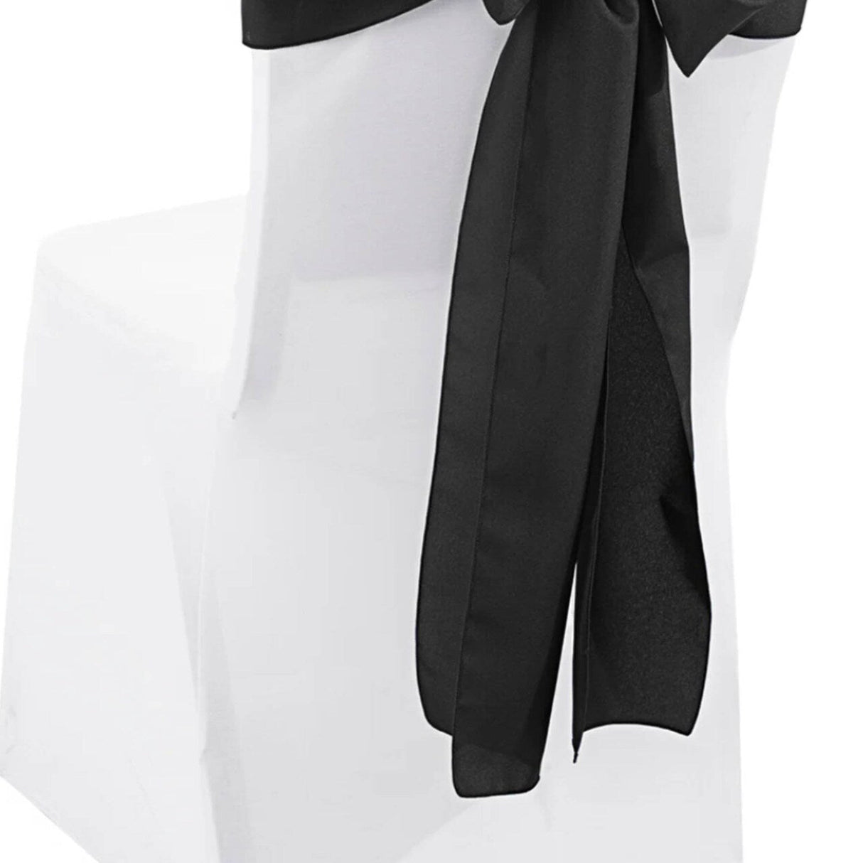 10 Pieces Black Sleek Polyester Chair Sashes 8"x108" Wrinkle Resistant Event Decor