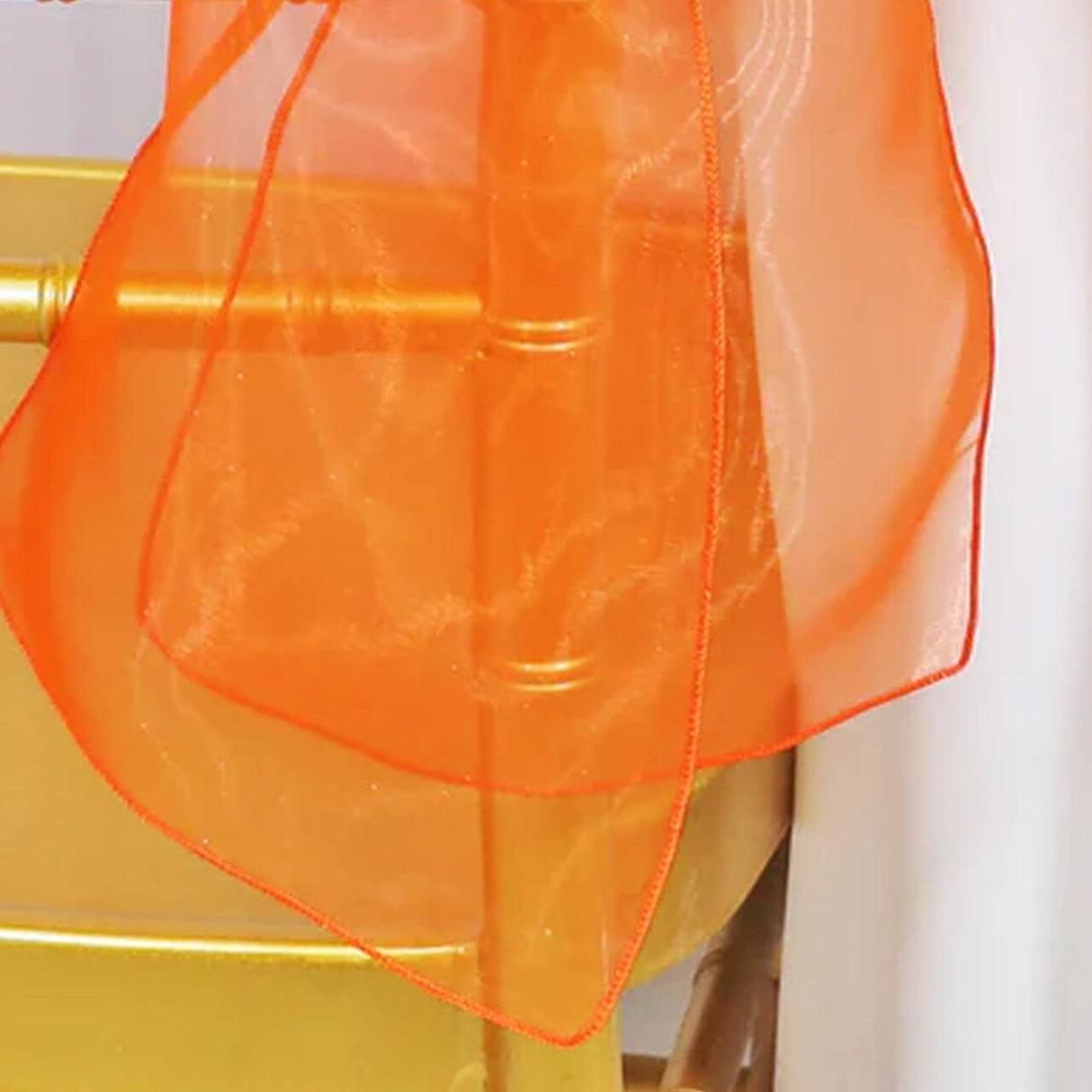 10 Pieces Orange Organza Chair Sashes 8"x108" Sheer Elegant Event Accent