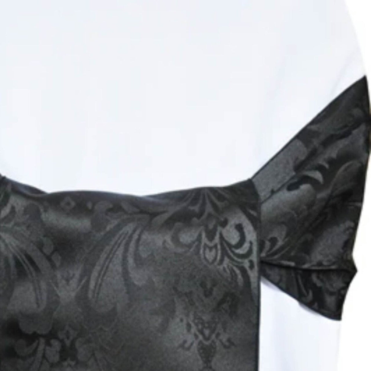 10 Pieces Elegant Black Floral Damask Jacquard Chair Sashes 7.5 x 108 Inches