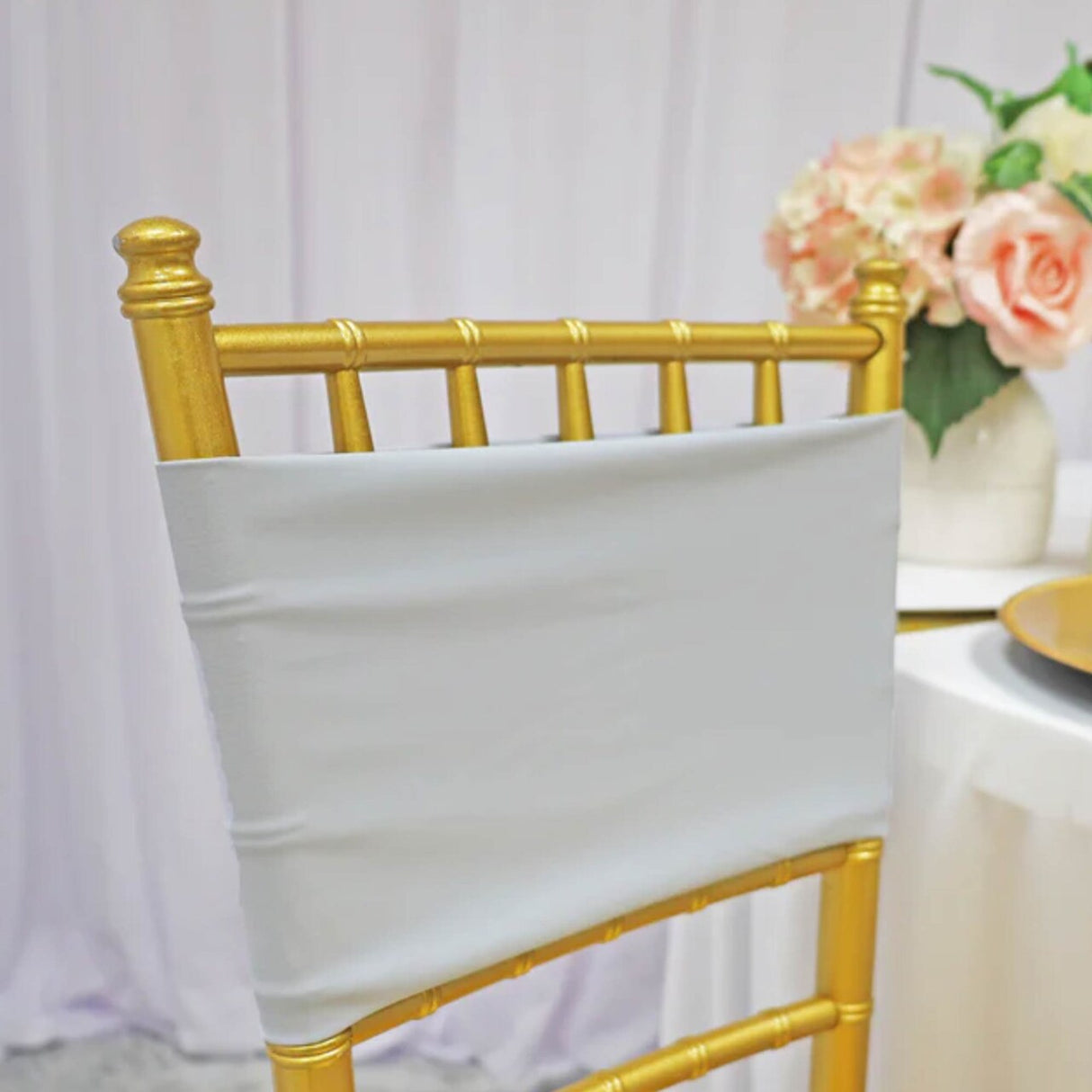 10 Pieces Stretchy Platinum Or Light Silver Spandex Chair Bands 7 x 13 Inches