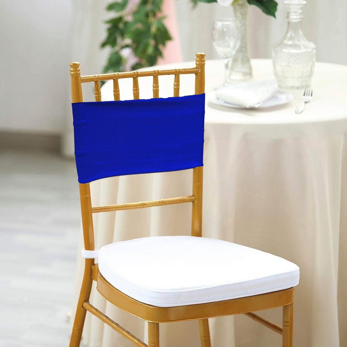 10 Pieces Royal Blue Spandex Chair Bands for Banquet Chairs 7 x 13 Inches