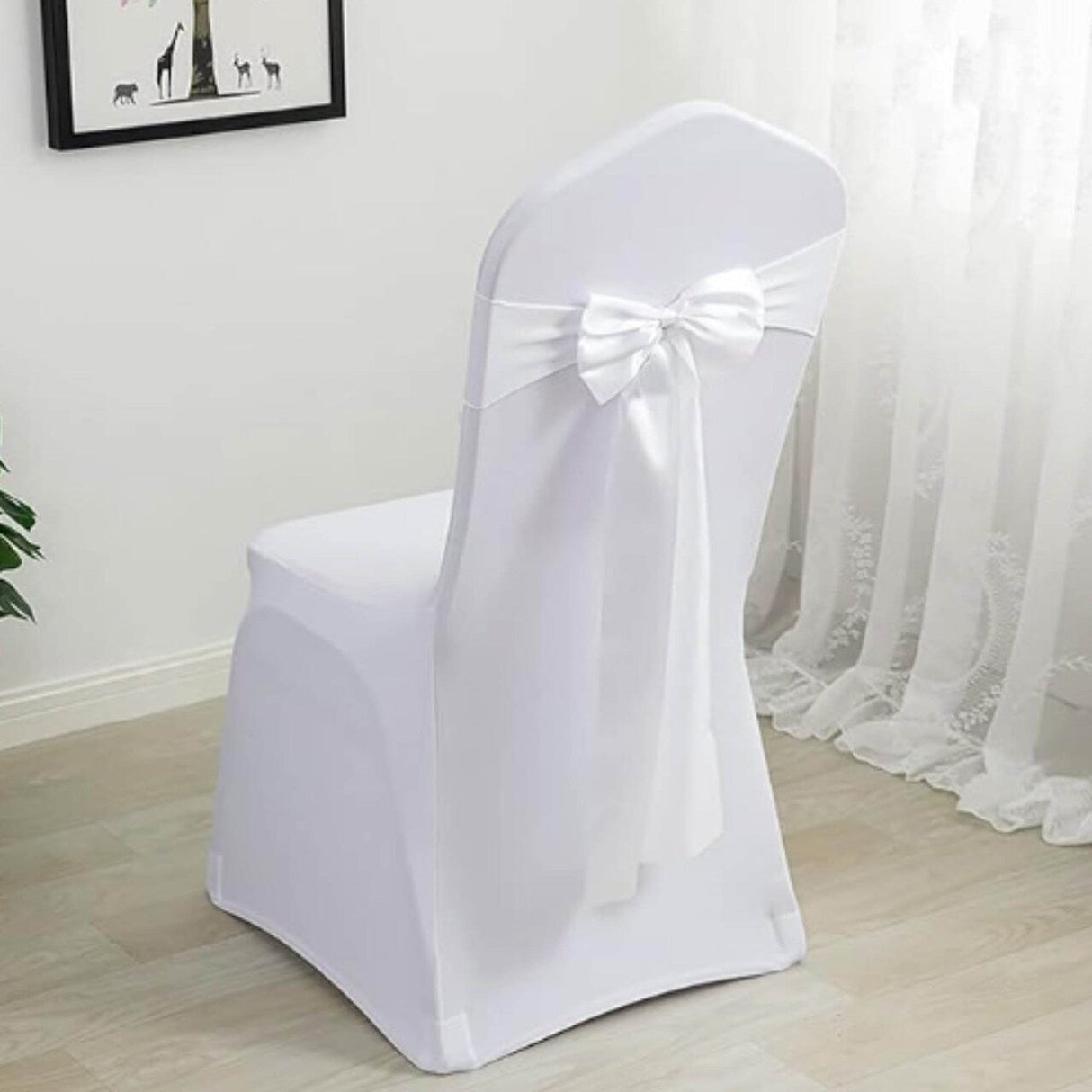 10 Pieces White Polyester Chair Sashes 8"x108" with Serged Edges for Events