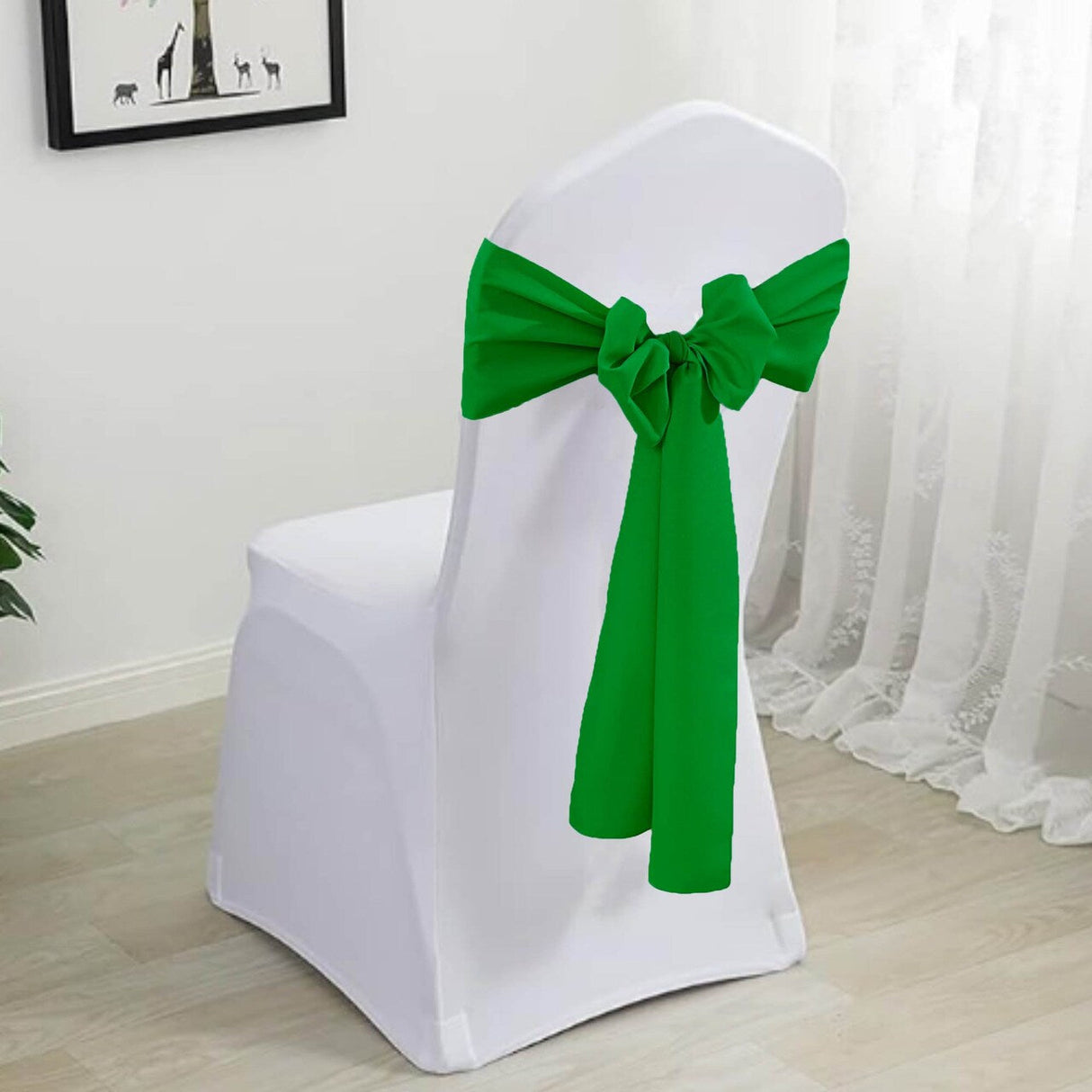 10 Pieces Emerald Green Polyester Chair Sashes 8"x108", Durable Wrinkle Resistant