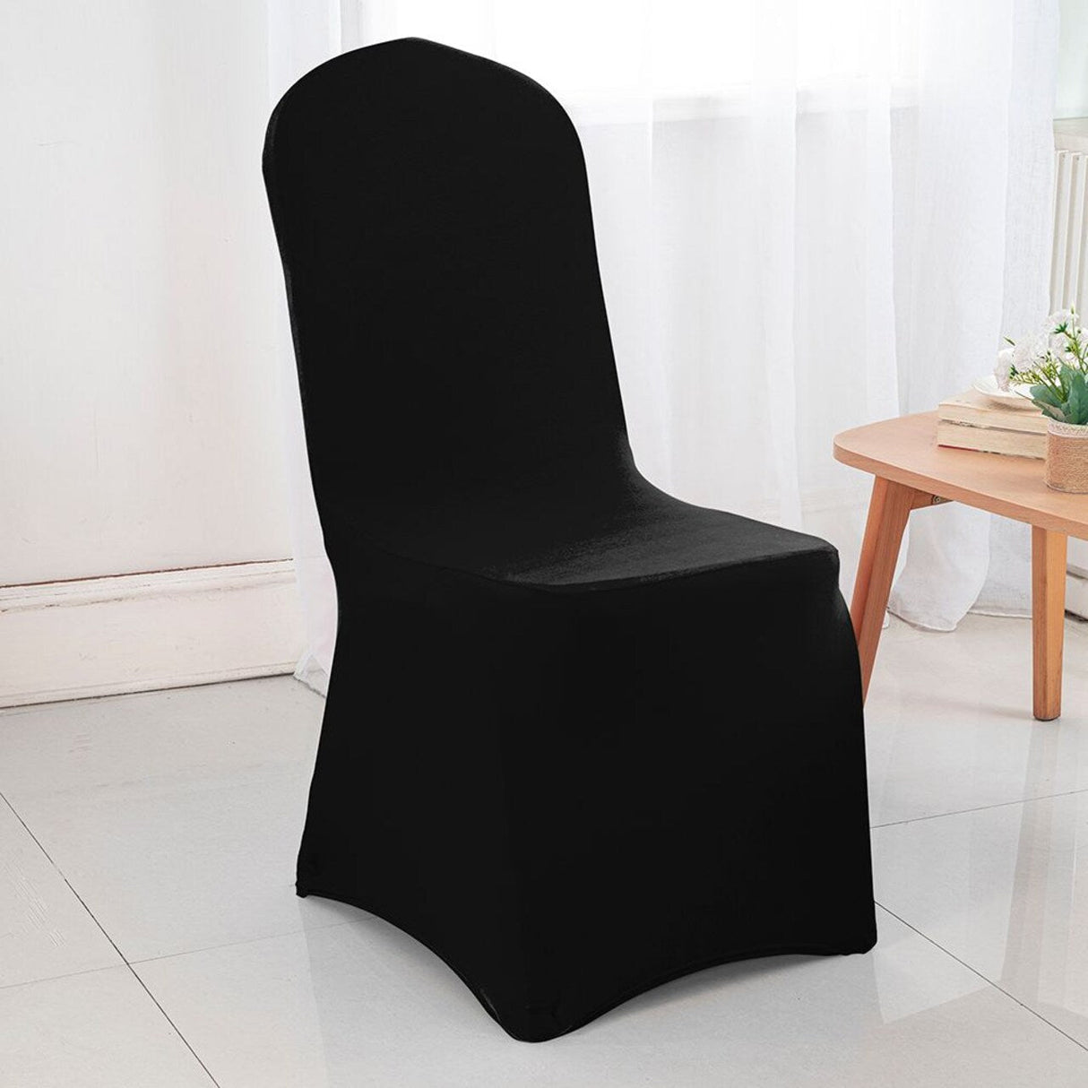 Black Spandex Banquet Chair Cover with Stretch Fit for Weddings and Events