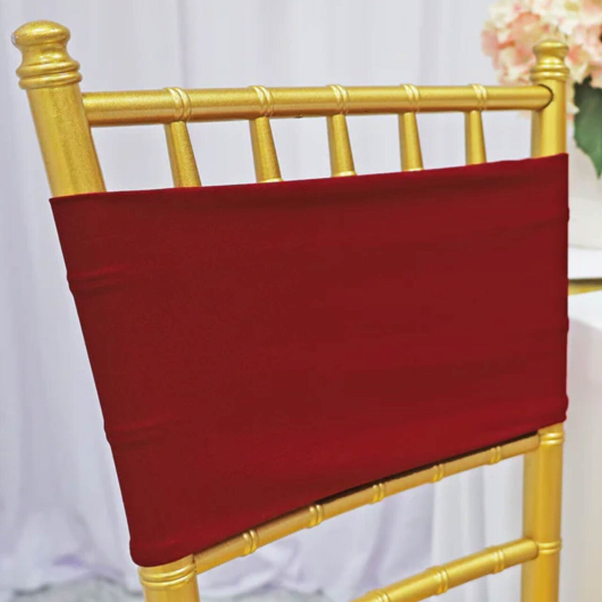 10 Pieces Vibrant Apple Red Stretch Spandex Chair Bands 7 x 13 Inches