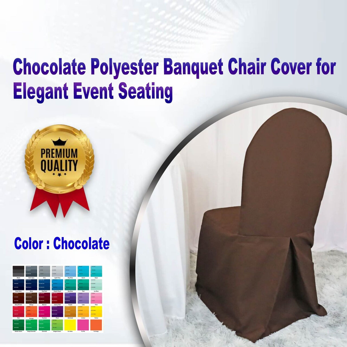 1 Piece Chocolate Polyester Banquet Chair Cover for Elegant Event Seating
