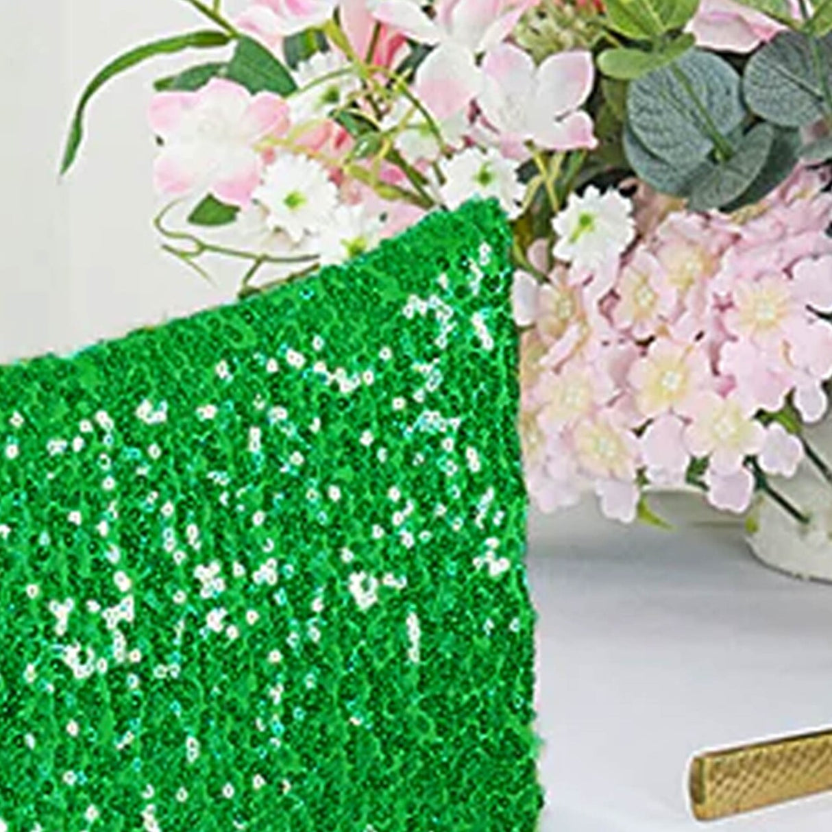 1 Piece Emerald Green Sequin Spandex Chair Cap 13.5 inch by 10 inch Event Cover