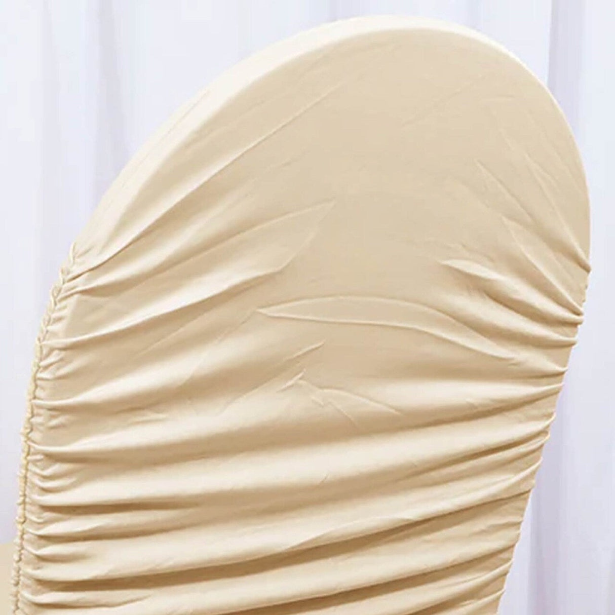 1 Piece Champagne Rouge Ruffle Chair Cover, Elegant Stretch Spandex for Banquets