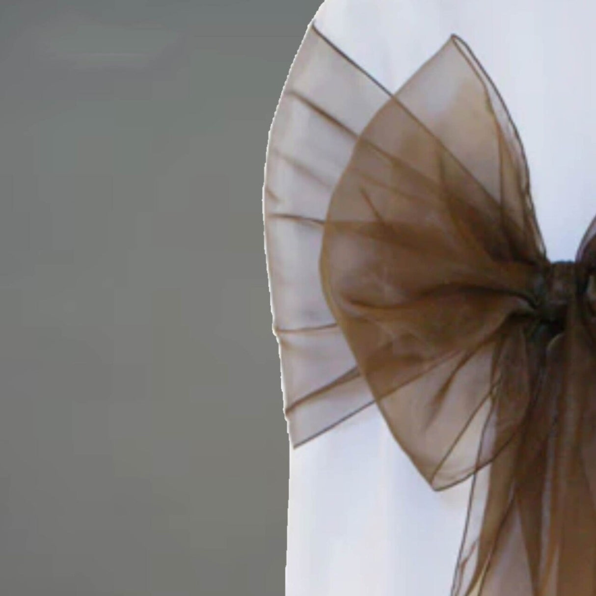 10 Pieces Angle End Organza Chair Sashes 12 by 116 inches Chocolate