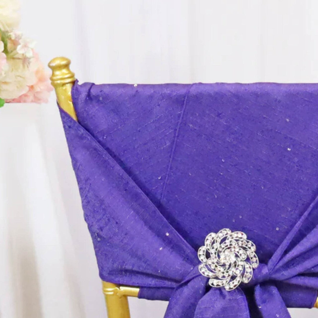 10 Pieces Regency Purple Sequin Burlap Chair Sashes, 8"x108" Rustic Glam Wedding Decor