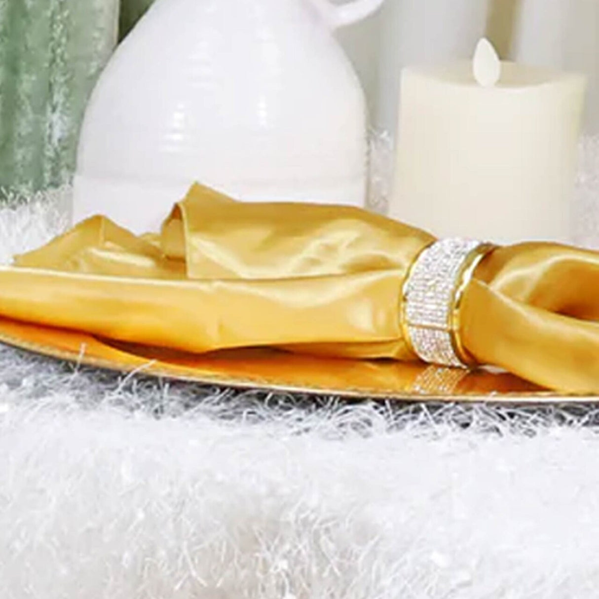 10 Pieces Gold Ruffled Spandex Chair Bands for Luxurious Event Styling 8x13 inches