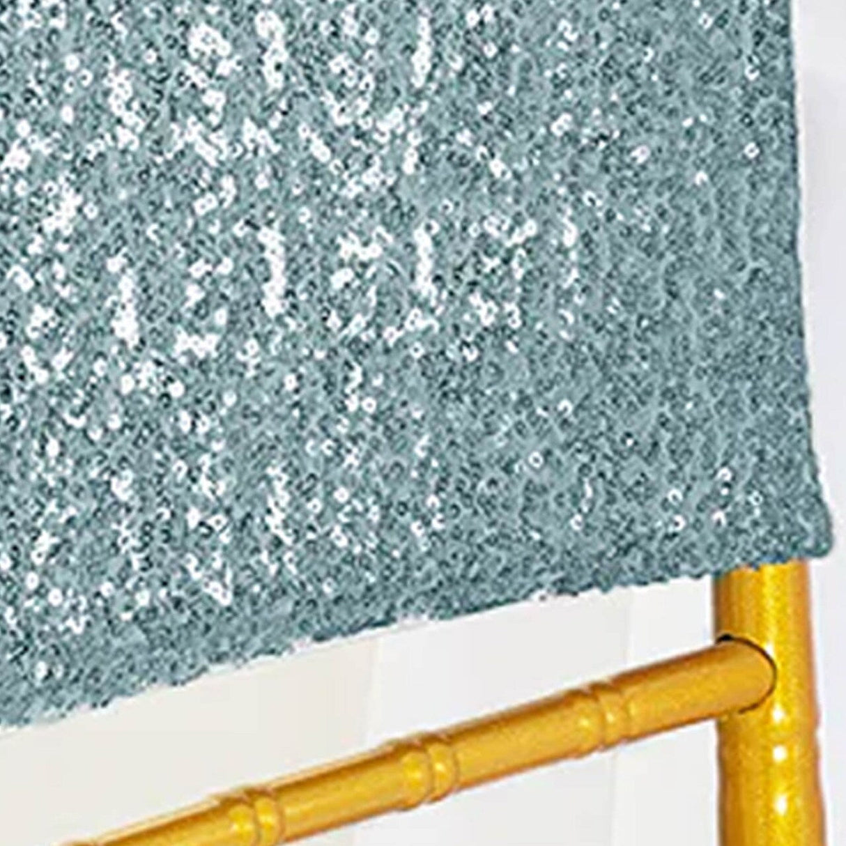 1 Piece Dusty Blue Sequin Spandex Chair Cap 13.5 inch by 10 inch Banquet Cover