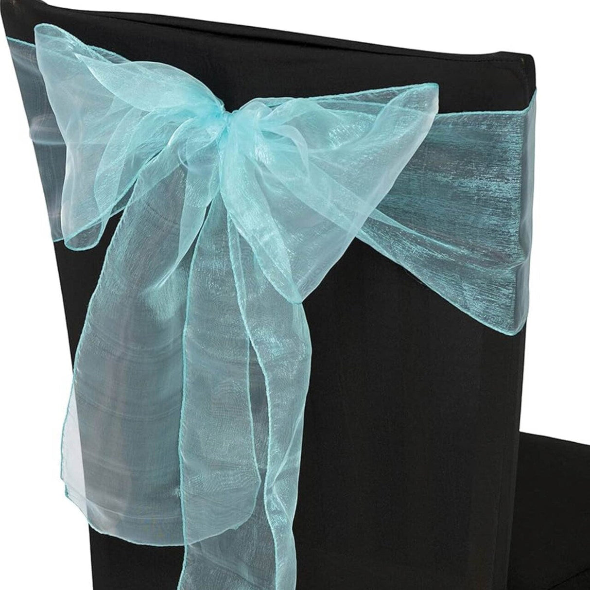 10 Pieces Satin Chair Bands, 8"x108" Elegant Event Wraps Tiff Blue/Aqua Blue