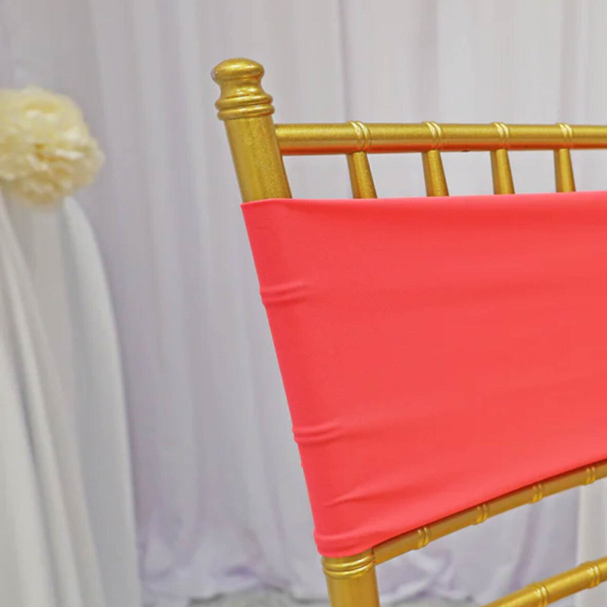 10 Pieces Coral Stretch Spandex Chair Bands for Banquet Chairs 7 x 13 Inches